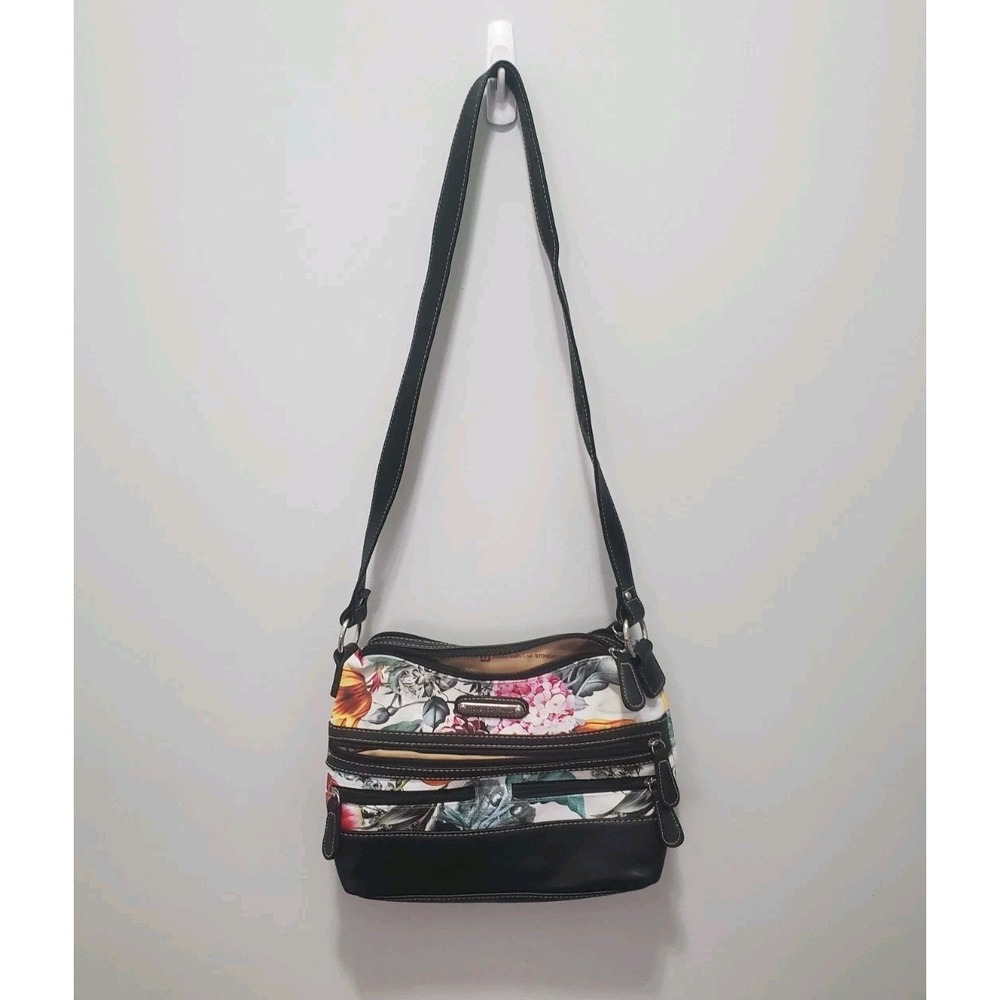 STONE MOUNTAIN USA Crossbody Shoulder Bag Purse Floral Multi Color Black/Print